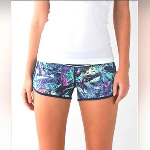 Lululemon Athletica Purple and Green Athletic Shorts with Split Leg Design#6